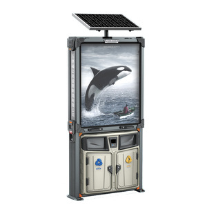 street ads solar metal recycle bin