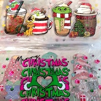 Vente en gros Nouveau design de Noël UV DTF Cup Wraps Autocollants 3D Christmas Uvdtf Cup Wraps Stickers pour 16OZ Cup Wraps