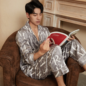 Nuovi Arrivi 2026: Pigiami di Lusso in Raso di Seta per Uomo, Maniche Lunghe, Estivi, Taglie Forti, Abbigliamento da Notte Maschile - Product Image 1