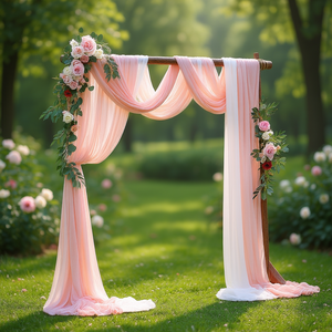 ชุดดอกไม้ประดับซุ้มงานแต่งงานสีชมพูอ่อน 33 ฟุต ผ้าตกแต่งรุ่น D0100X3ELA8 ฉากหลังพิธีและงานเลี้ยงต้อนรับ - Product Image 2