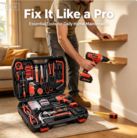 Ensemble d'outils ménagers tout-en-un économique, multi-tailles, avec mallette portable pour travaux de réparation et d'entretien domestiques