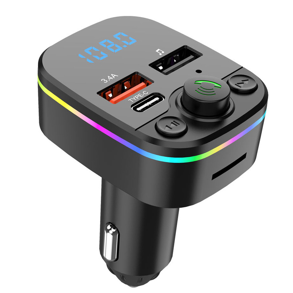 Новое поступление QC3.0 Быстрая зарядка автомобиля FM-передатчик RGB BT5.0 hands free автомобильные комплекты