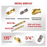 Jeu d'extracteurs de vis dénudées en acier HSS, kit d'extraction de vis cassées avec adaptateur 1/4, 15 pièces