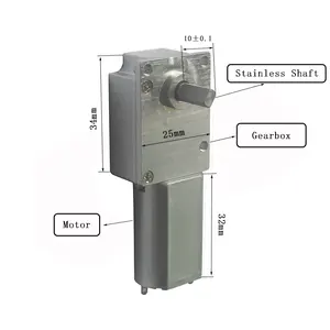 34.5รอบต่อนาทีหนอนเกียร์แรงบิดสูงต่ำรอบต่อนาที12โวลต์ Dc มอเตอร์