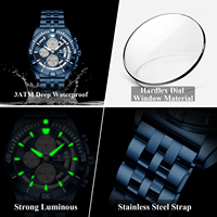 Montre chronographe pour homme Poedagar 695, acier inoxydable, étanche, sport, usage quotidien, décontractée, chronographe lumineux, Montre Homme