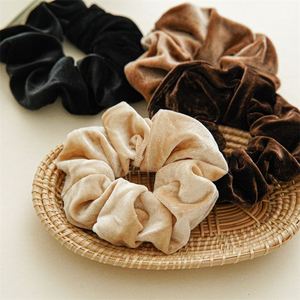 High Quality Solid Color Soft Women Elastic <b>Tie</b> Bands Black Beige 12Cm Large Velvet Scrunchies Hair Accessories - Product Image 4