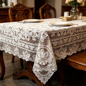 <span class=keywords><strong>Tovaglia</strong></span> in tessuto ricamato in pizzo di fabbrica intrecciata con un bellissimo motivo ricamato per uso domestico - Product Image 1