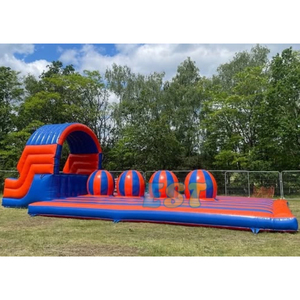 Carrera <span class=keywords><strong>de</strong></span> obstáculos <span class=keywords><strong>de</strong></span> bola inflable con tobogán para niños, juegos deportivos inflables al aire libre, Bola <span class=keywords><strong>de</strong></span> demolición, salto <span class=keywords><strong>de</strong></span> <span class=keywords><strong>guerreros</strong></span> para adultos - Product Image 2