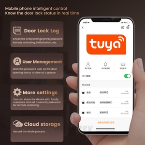 Nhà Máy Giá tuya ứng dụng cao cấp an ninh nhà thông minh vân tay mật khẩu thẻ chìa khóa Wifi ứng dụng thông minh khóa cửa - Product Image 5