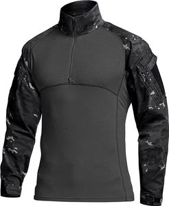 Sécurité noire 1/4 Zip Job Shirt Uniform Duty Guard Tactical Shirt Top - Product Image 3