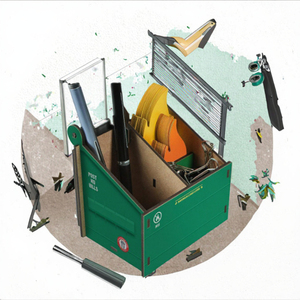 Poubelle de bureau verte au design Art Déco, organisateur de bureau en bois, porte-crayons et stylos, motif nature morte, forme irrégulière, pour enfant/adolescent - Product Image 3