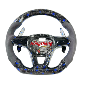 Volante de fibra de carbono forjado <span class=keywords><strong>azul</strong></span> con paletas de cambio compatible con Volkswagen Golf MK8 <span class=keywords><strong>GTI</strong></span> R GTD GTE 2019-2024 - Product Image 1