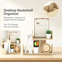 Estante de Escritorio de Madera con Múltiples Compartimentos, Organizador de Libros para Encimera, Estante de Almacenamiento para Oficina, Sala de Estudio, Ahorro de Espacio en el Escritorio