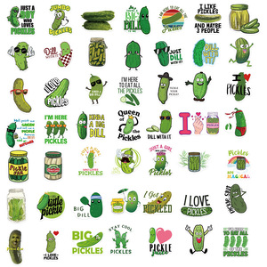 50 Pezzi <span class=keywords><strong>Adesivi</strong></span> <span class=keywords><strong>Divertenti</strong></span> a Tema Cetrioli Verdi per Regali, Bottiglie, Decorazione Auto, Vinile, Meme Cartoon di Cetrioli - Product Image 3