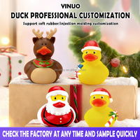 Canard en caoutchouc miniature de Noël de 5 cm, jouet de bain flottant qui couine, PVC vinyle, impression de logo personnalisée, EN71/ASTM, OEM/ODM, vente en gros