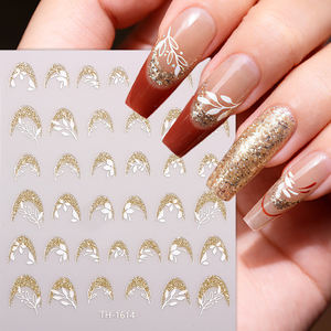 Autocollants <span class=keywords><strong>pour</strong></span> ongles en forme de vagues françaises de style égyptien, rayures dorées brillantes, autocollants <span class=keywords><strong>pour</strong></span> ongles autocollants <span class=keywords><strong>pour</strong></span> <span class=keywords><strong>manucure</strong></span> DIY - Product Image 1