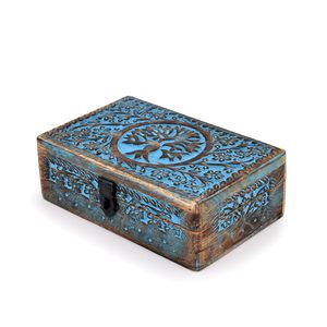 Caja de almacenamiento de madera celestial, organizador de baratijas hecho a mano con diseño de árbol de la vida para Tarot y suministros de brujería - Product Image 4