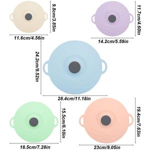 Juego de 5 Tapas de Silicona de Doble Color, Resistentes al Calor, Antiderrames, Antipolvo y Elásticas para Tazones y Ollas - Product Image 2