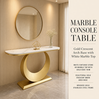 Table d'entrée en métal doré avec base demi-lune, meuble moderne pour salon, table d'angle pour couloir