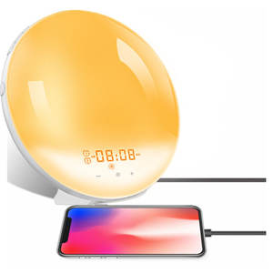Comodino di vendita caldo con USB RGB temperatura che cambia colore Smart Digital Table Wake Up Light Sunrise Alarm Clock - Product Image 6