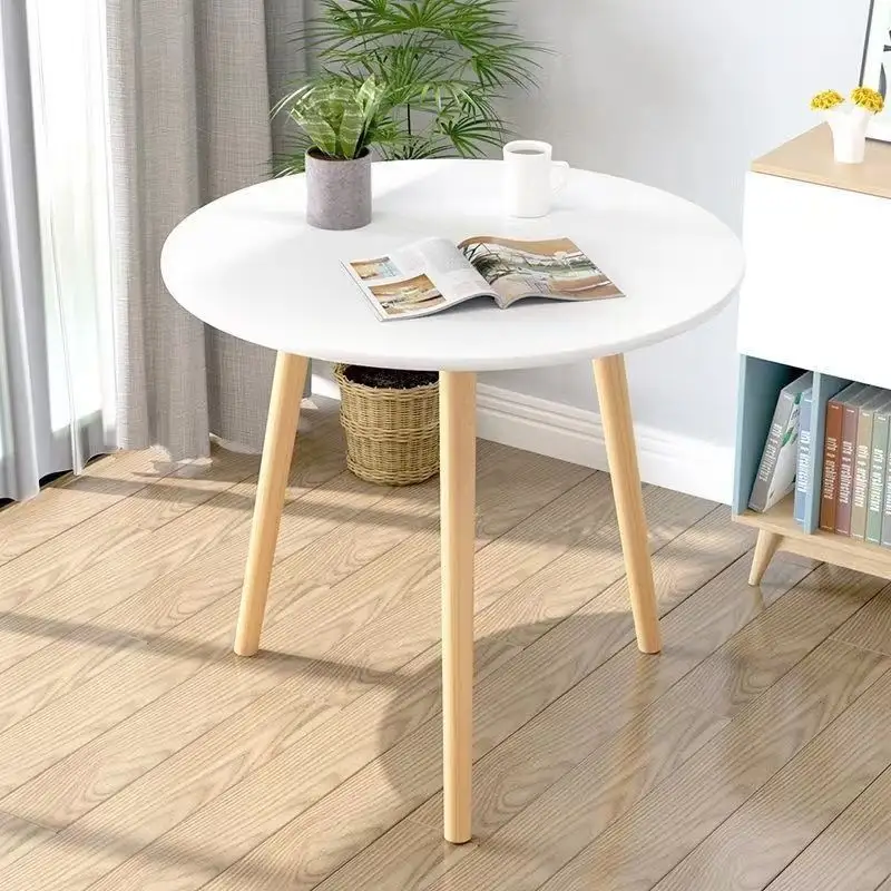 Гостиная деревянный журнальный столик белая тумбочка журнальный стол круглый боковой стол