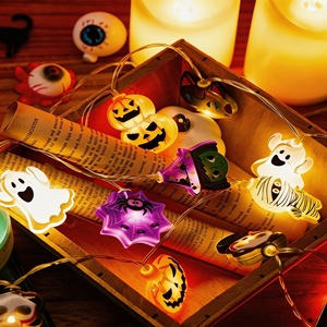 Luces LED de Cadena para Halloween, Diseño 3D de Calabaza, Calavera y Fantasma, Funcionan con Pilas, para Decoración Festiva Sorpresa - Product Image 6