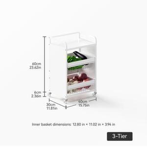 Chariot <span class=keywords><strong>de</strong></span> rangement utilitaire <span class=keywords><strong>de</strong></span> cuisine à 3 niveaux blanc avec roulettes pour légumes, salle <span class=keywords><strong>de</strong></span> bain, <span class=keywords><strong>salon</strong></span> <span class=keywords><strong>de</strong></span> beauté, présentoir - Product Image 5