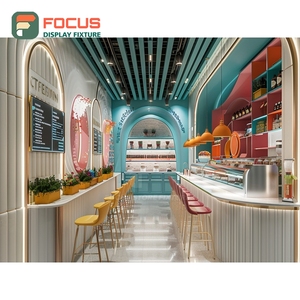 Vitrina Comercial para Café con Frente de Vidrio, Estante para Pastelería, Base de Nogal, Vitrina para Tienda - Product Image 4