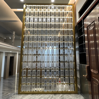 Paravent de séparation en verre cristal et acier inoxydable au design moderne et luxueux, sur mesure, pour salle d'art, hall d'hôtel, villa