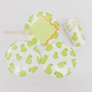 Ensemble de vaisselle jetable DAMAI Fruit Premium pour fêtes, adultes, enfants, anniversaires, fournitures de fête sur le thème de la poire, assiettes en papier, gobelets, serviettes - Product Image 3