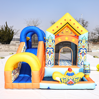 Château gonflable durable en Oxford avec toboggan, coloré et résistant à la décoloration, aire de jeux gonflable pour enfants, installation facile.