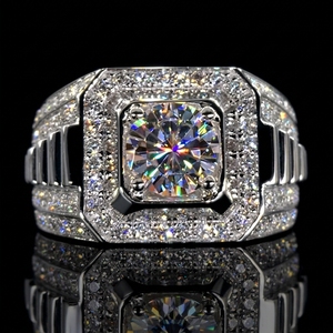 Domineering Luxury Full Diamond Belt 925 <strong>Sterling</strong> <strong>Silver</strong> Vvs D Color GRA Moissanite <strong>Men</strong> <strong>Ring</strong> for Engagement Wedding <strong>Ring</strong> - Product Image 1