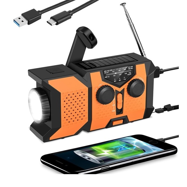 Hand-cranked Solar Camping Light Radio Outdoor Disaster Prevention Earthquake Charging Multi-function Emergency Flashlight