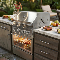 Barbecue à gaz CE Premium durable en acier inoxydable 304 intégré pour cuisine extérieure, cour et jardin, 4 brûleurs (GPL/GN)