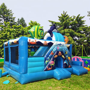 Château gonflable pour enfants personnalisable et écologique en PVC, thème <span class=keywords><strong>monde</strong></span> sous-marin avec toboggan coloré pour aire de jeux - Product Image 3