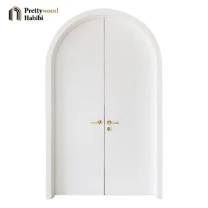 Prettywood Australia Double Arched Door Flush Design Modern Interior House Solid Wooden Round Top Door For Houses