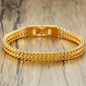 Bracelets chaîne vintage en maille pour homme, en acier inoxydable plaqué argent, or et noir, étanches et inaltérables, bijoux de mode - Product Image 5