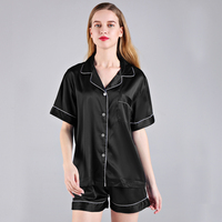 Ensemble de pyjama court en satin thermique à taille élastique pour femmes FUNG 3034 - Plusieurs couleurs