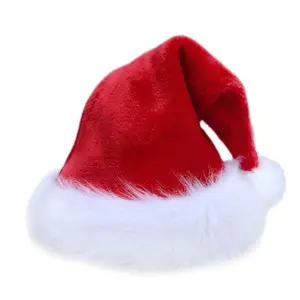 Chapeau de Noël en velours rouge de haute qualité, taille personnalisée, fabriqué en usine d'origine, pour adultes et enfants - Product Image 1