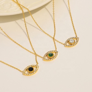Colliers pendentifs œil du diable pour femmes, en acier inoxydable plaqué or 18 carats, résistants à la corrosion et imperméables, bijoux de mode MICCI - Product Image 2