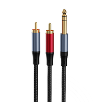 Câble tressé en nylon RCA vers 6.5mm Adaptateur jack mâle Aux vers RCA pour téléphones portables Tablettes MP3 Haut-parleurs