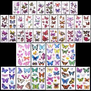 PTカスタムロゴバタフライ一時的な入れ墨女の子のための一時的な入れ墨紙子供女性自己粘着性の妖精の花防水 - Product Image 1