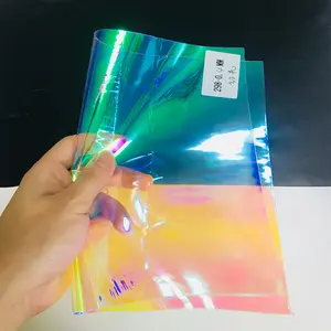 Filme de tpu holográfico 0.4mm, poliuretano, transparente, colorido, iridescente, para fazer bolsas, capa para livro