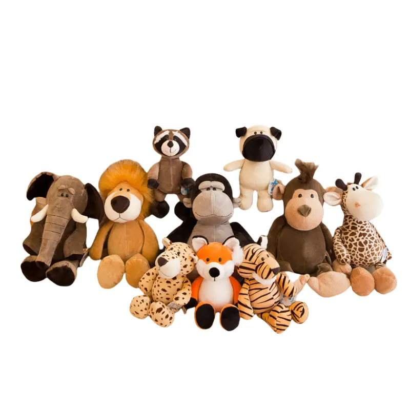 Оптовая продажа, игрушки для животных из джунглей, тигра, леса, мягкие чучела лисы, енота, жирафа, слона, диких животных, игрушка для малышей