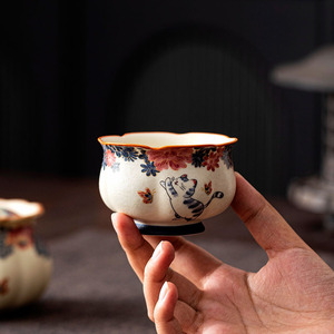 Taza de Té Blanca de Cerámica Hecha a Mano con Diseño de Gatito, Taza Maestra para Kung Fu, Taza Individual, Regalo para Amantes del Té - Product Image 4