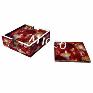 Sous-verres de conception traditionnelle artisanat indien vente chaude ensemble de sous-verres en bois Vintage MDF sous-verres classiques laqués - Product Image 4