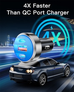 Precio al por mayor 3 en 1 Adaptador de encendedor de cigarrillos para automóvil Enchufe 2 Puerto tipo C Adaptador de cargador de automóvil rápido Cargador rápido para automóvil - Product Image 2