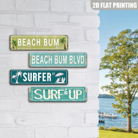 Letrero Metálico Retro Beach Bum Blvd, Decoración de Pared Estilo Playa para Patio Trasero, Bar Tiki, Piscina, Regalo