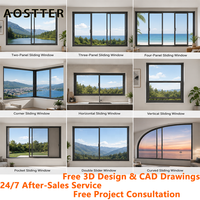 Fenêtre coulissante horizontale multi-voies en aluminium AOSTTER, à rupture de pont thermique, pour patio et balcon, double vitrage