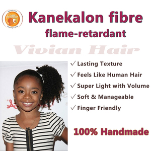 Chignons de luxe pour enfants Vivian, chignons afro doux comme des cheveux humains naturels, sensation au toucher de cheveux Marley Kinky, en vrac pour filles <span class=keywords><strong>avec</strong></span> élastique - Product Image 2